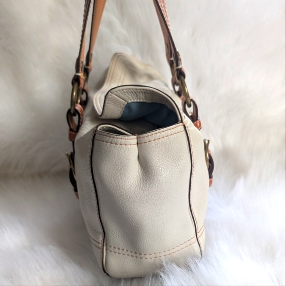 Vintage Y2K Coach Chelsea Pebbled Leather Neutral Satchel Shoulder Bag 10953 - Picture 10 of 13